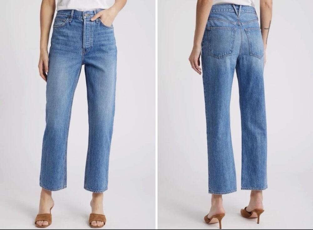 NWOT $298 Veronica Beard Daniela High Rise Straight Jeans Wanderer Dust Sz 27